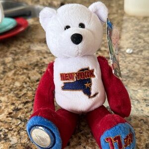 New York Themed White and Red Teddy Bear